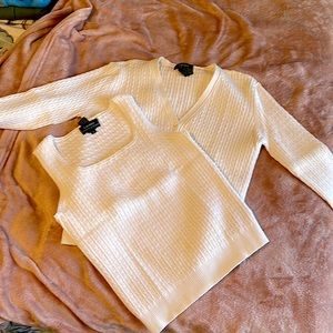 Lauren by Ralph Lauren Cable Sweater Set, M Shell, L Cardigan